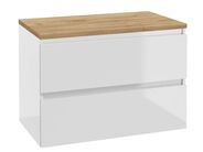 kielle Nefia Skříňka včetně desky pod umyvadlo 80x55x46 cm, lesklá bílá/zlatý dub