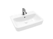 Villeroy & Boch O.novo Umyvadlo na desku, 600x460 mm, s přepadem, otvor pro baterii, CeramicPlus, alpská bílá