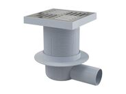 Alcadrain podlahová vpust 150x150/50mm boční, mřížka, nerez, vodní zápachová uzávěra