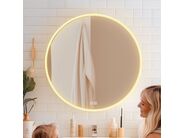 Nimco Zrcadla zrcadlo kulaté s LED osvětlením 80 cm, dotykový senzor, hliníkový rám, bílá mat