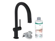 Hansgrohe Aqittura M91 Dřezová baterie s výsuvnou koncovkou a filtrací, matná černá
