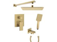 Sapho CUBEMIX podomítkový sprchový set s pákovou baterií, 2 výstupy, vyústění, zlato mat