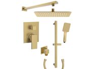 Sapho CUBEMIX podomítkový sprchový set s pákovou baterií, 2 výstupy, posuvný držák sprchy, zlato mat