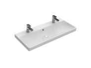 Villeroy & Boch Avento Dvojumyvadlo nábytkové 1000x470 mm, s přepadem, otvory pro baterie, CeramicPlus, Stone White