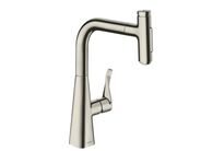 Hansgrohe Metris M71 Dřezová baterie M7117-H240 s výsuvnou sprškou, sBOX, vzhled nerezu