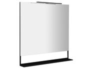 Sapho ERUPTA zrcadlo s LED osvětlením a policí 100x80cm, černá mat