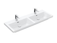 Villeroy & Boch Subway 3.0 Dvojumyvadlo nábytkové 1300x470 mm, s přepadem, otvory pro baterie, CeramicPlus, Stone White