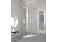 Kermi FILIA XP čtvrtkruhový sprchový kout, kyvné dveře s pevnými poli 900x900/2000mm, profil stříbrná vysoký lesk, čiré sklo Clean