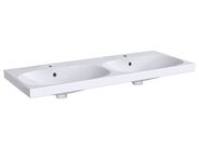 Geberit Acanto dvojité umyvadlo pro skříňku pod umyvadlo, jednoduché upevnění 120x48,2 cm, s otvorem pro baterii, s přepadem, bílá
