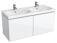 Geberit Acanto skříňka pod dvojité umyvadlo se dvěma zásuvkami 119x47,6x53,5 cm, lakovaný s vysokým leskem/bílý, sklo lesklé/bílé