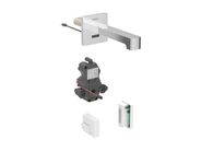 Geberit Brenta nástěnná umyvadlová baterie, 17 cm, napájení z generátoru, pro funkční box pod omítku, bez směšovače, chrom lesk