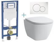 Geberit + Laufen Set předstěnové instalace Duofix + rimless klozet a sedátko se SoftClose Laufen Laufen Lua + tlačítko Sigma01 Round, bílá