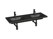 Jika Dvojumyvadlo 130x45 cm, 2 otvory pro baterii, s přepadem, černá mat