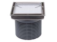 HL Nástavec d 110 mm s rámem z nerezové oceli 132 x 132 mm a krytem pro vlepení dlažby 112x112mm
