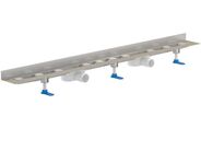 HL Obzvláště plochý odtokový žlabz ner. oceli ke stěně, dva odtoky DN50