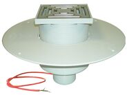 HL Střešní vtok DN125 svislý s PVC pevnou izolační přírubou, s elektrickým ohřevem