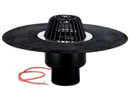 HL Střešní vtok DN110 s továrně připojeným živičným izolačním pásem, s elektrickým ohřevem