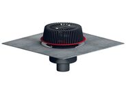 HL Střešní vtok DN75 s nástavcem pro nouzové odvodnění, svislý, s asfaltovou manžetou, s elektrickým ohřevem, záchytný koš