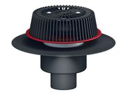 HL Střešní vtok DN110 s nástavcem pro nouzové odvodnění, svislý, s PP izolační přírubou, záchytný koš