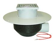 HL Střešní vtok DN75 s ležatým odtokem s PVC izolační přírubou, s elektrickým ohřevem