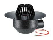 HL Střešní vtok DN75 s ležatým odtokem s PP izolační přírubou, s elektrickým ohřevem