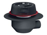 HL Střešní vtok DN75 s nástavcem pro nouzové odvodnění, ležatý, s PP izolační přírubou, s elektrickým ohřevem, záchytný koš