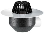 HL Střešní vtok DN75 s ležatým odtokem s PVC izolační přírubou, tepelně izolovaný, záchytný koš