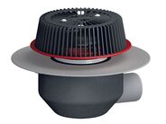 HL Střešní vtok DN110 s nástavcem pro nouzové odvodnění, ležatý, s PVC izolační přírubou, záchytný koš