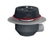 HL Střešní vtok DN75 s nástavcem pro nouzové odvodnění, ležatý, s PVC izolační přírubou, záchytný koš