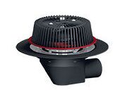 HL Střešní vtok DN75/110 s nástavcem pro nouzové odvodnění, ležatý, s asfaltovou manžetou, záchytný koš