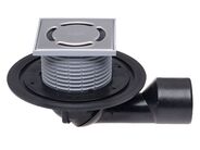 HL Podlahová vpust DN50/75 s otočným kloubem na odtoku, s izolační přírubou, 123x123mm/ 115x115mm