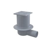 Alcadrain Podlahová vpust 105x105/50mm boční, mřížka šedá, vodní zápachová uzávěra