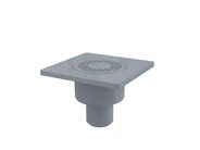 Alcadrain Podlahová vpust 150x150/50mm přímá, mřížka šedá, vodní zápachová uzávěra