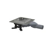 Alcadrain Podlahová vpust nerezová extra-nízká 130x130 mm, boční, bez mřížky, vodní zápachová uzávěra