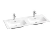 Ravak Chrome Slim Dvojumyvadlo, 120x49 cm, 2 otvory pro baterie, s přepadem, bílé