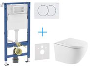 Geberit + kielle Set předstěnové instalace Duofix Delta + vortex rimless klozet a sedátko se SoftClose kielle Oudee + tlačítko Delta01, bílá