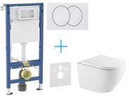 Geberit + kielle Set předstěnové instalace Duofix Delta + vortex rimless klozet a sedátko se SoftClose kielle Oudee + tlačítko Delta Zero, bílá