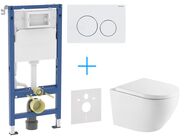 Geberit + kielle Set předstěnové instalace Duofix Delta + vortex rimless klozet a sedátko se SoftClose kielle Oudee + tlačítko Delta20, bílá