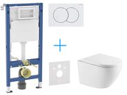 Geberit + kielle Set předstěnové instalace Duofix Delta + vortex rimless+ klozet a sedátko se SoftClose kielle Oudee + tlačítko Delta01, bílá