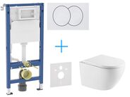 Geberit + kielle Set předstěnové instalace Duofix Delta + vortex rimless+ klozet a sedátko se SoftClose kielle Oudee + tlačítko Delta Zero, bílá