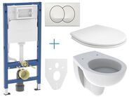Geberit + Kolo Set předstěnové instalace DuofixBasic + klozet a sedátko Kolo Rekord + tlačítko Delta Zero, alpská bílá