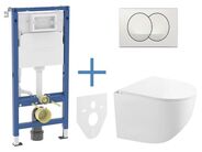 Geberit + kielle Set předstěnové instalace Duofix Delta + rimless klozet a sedátko se SoftClose kielle Gaia + tlačítko Delta Zero, bílá