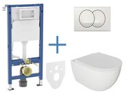 Geberit + kielle Set předstěnové instalace Duofix Delta + rimless klozet a sedátko se SoftClose kielle Oudee + tlačítko Delta Zero, bílá