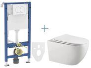 Geberit + kielle Set předstěnové instalace Duofix Delta + rimless klozet a slim sedátko se SoftClose kielle Gaia + tlačítko Delta 01, bílá