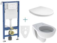 Geberit + Kolo Set předstěnové instalace Duofix Delta + klozet a sedátko Kolo Rekord + tlačítko Delta 01, bílá