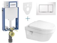 Geberit + Villeroy & Boch Set předstěnové instalace Kombifix + klozet a sedátko se softclose Villeroy & Boch Architectura + tlačítko Sigma30, bílá/chrom lesk