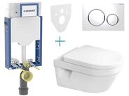 Geberit + Villeroy & Boch Set předstěnové instalace Kombifix + klozet a sedátko se softclose Villeroy & Boch Architectura + tlačítko Sigma20, bílá/chrom lesk