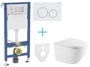 Geberit + kielle Set předstěnové instalace Duofix Delta + vortex rimless klozet a sedátko se SoftClose kielle Oudee + tlačítko Delta20, bílá