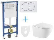 Geberit + kielle Set předstěnové instalace Duofix Delta + vortex rimless klozet a sedátko se SoftClose kielle Oudee + tlačítko Delta Zero, bílá