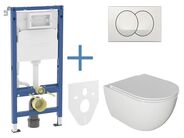 Geberit + kielle Set předstěnové instalace Duofix Delta + rimless klozet a sedátko se SoftClose kielle Oudee + tlačítko Delta Zero, bílá